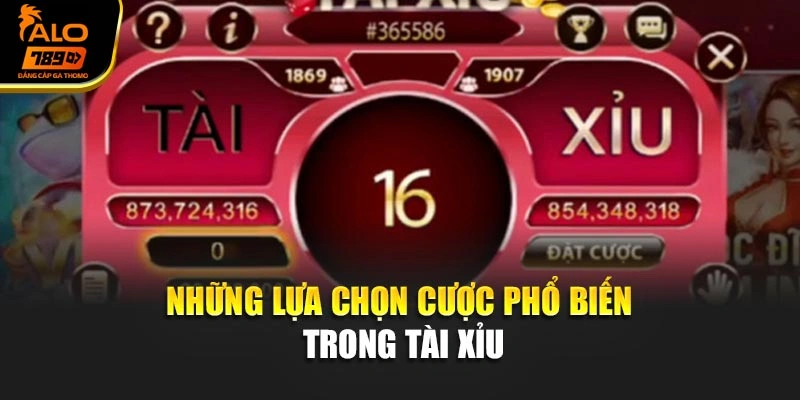Những lựa chọn cược phổ biến trong Tài Xỉu